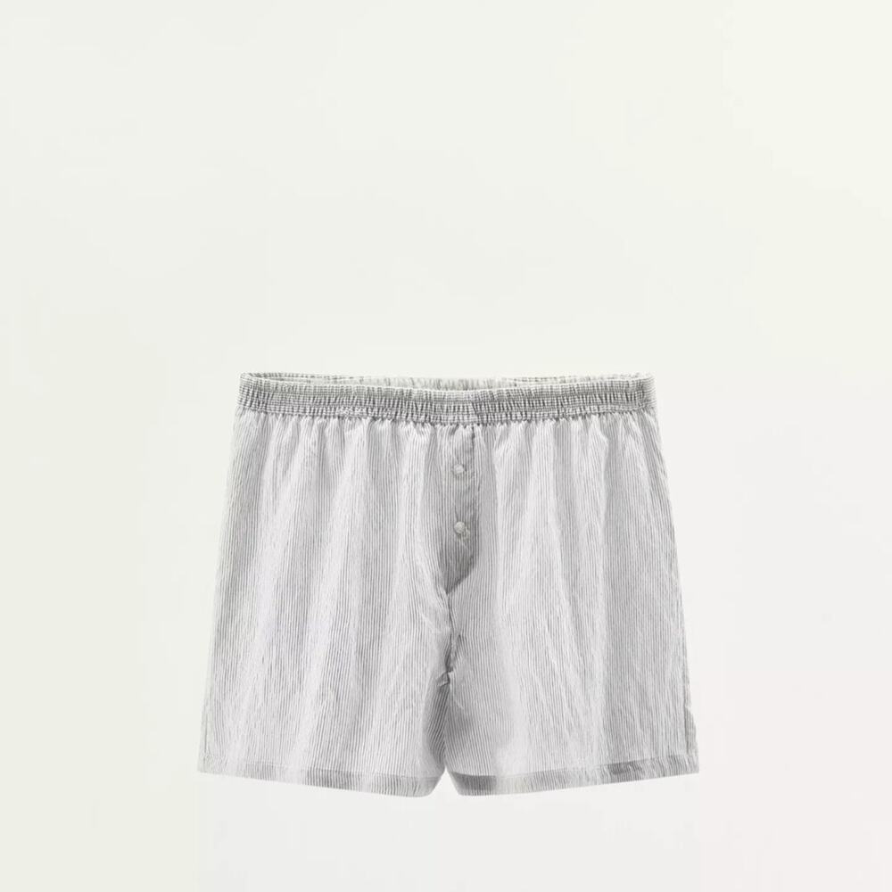 Zara Striped Button Front Mid Rise Shorts